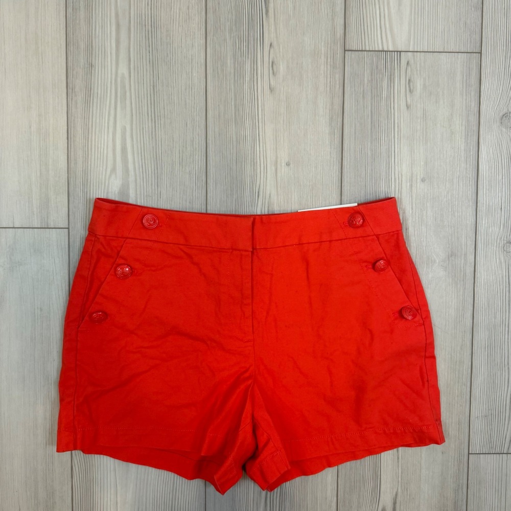 Loft Riviera Shorts Womens 8 Red‎ Nautical Button Front Cotton Blend NWT 585219